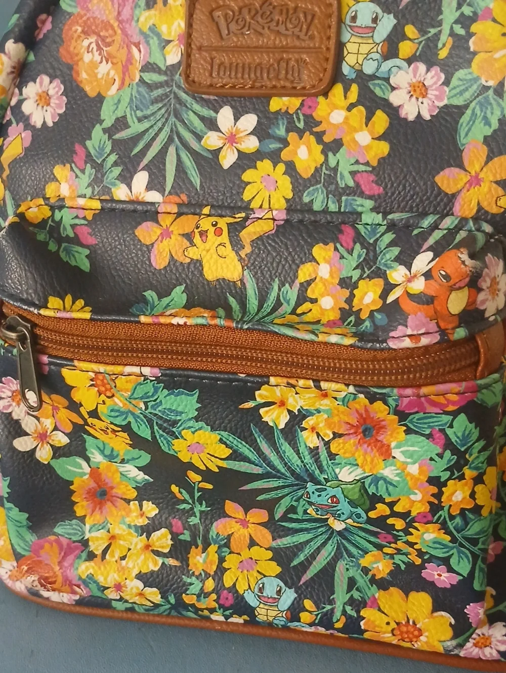 Loungefly Pokemon Anime Character Mini Backpack - Black Floral